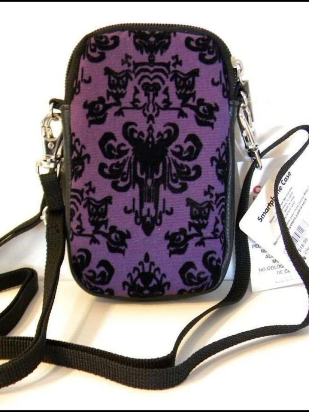 Disney Haunted Mansion Purple Wallpaper Smartphone Cell Phone Case with Strap